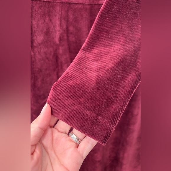 Moda International Deep Burgundy Velvet Corduroy Mock Neck Maxi Dress Size M - Picture 4 of 9